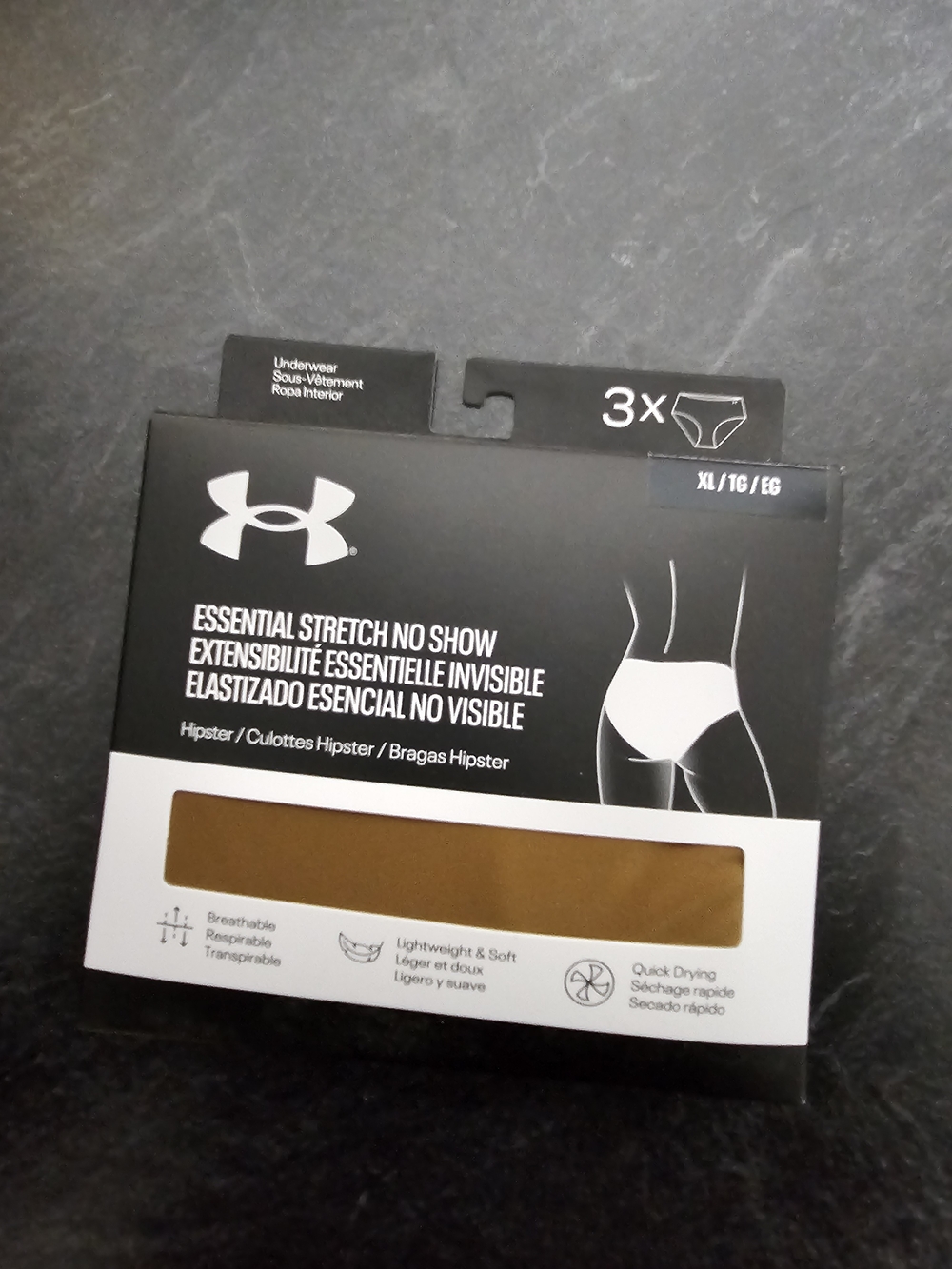 Under Armour Essential Stretch No Show Hipster Briefs – Brown (3-Pack)
